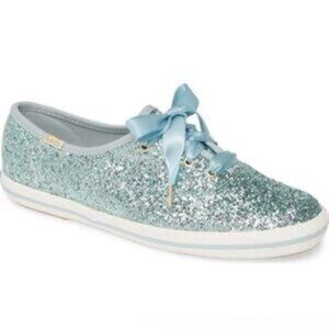 KEDS x KATE SPADE Champion Glitter Fashion Lace Up Sneakers In Light Blue